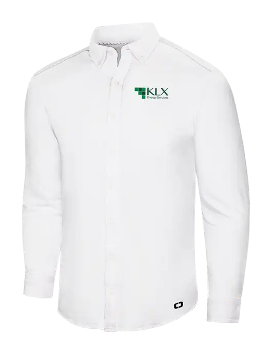 OGIO Bright White Modern Code Stretch Button-Up Shirt w/KLX Logo