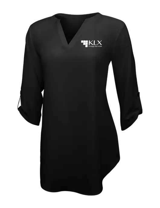 Womens Black 3/4 Sleeve Tunic Blouse w/KLX Logo