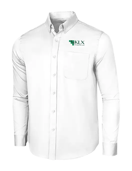 Long Sleeve White Superpro React Twill Shirt w/KLX Logo