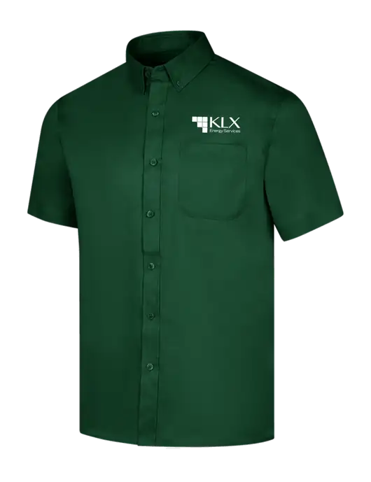 Short Sleeve Dark Green Superpro React Twill Shirt w/KLX Logo