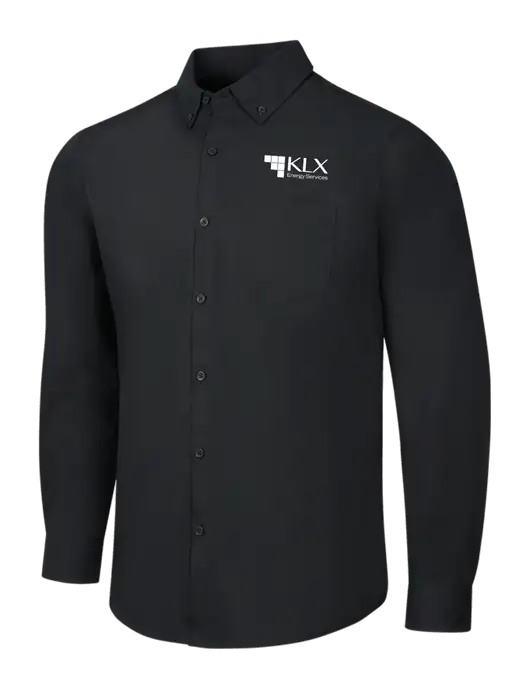 Black Long Sleeve Carefree Poplin Shirt w/KLX Logo