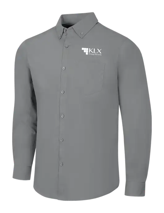 Medium Grey Long Sleeve Carefree Poplin Shirt w/KLX Logo