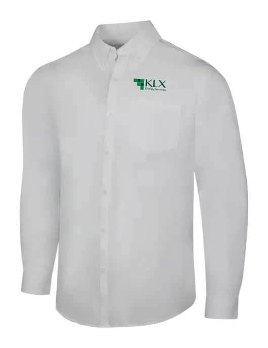 White Long Sleeve Carefree Poplin Shirt w/KLX Logo