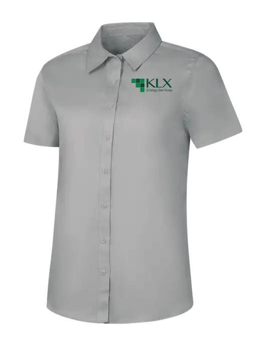 Womens Light Grey Short Sleeve Superpro React Twill Shirt w/KLX Logo