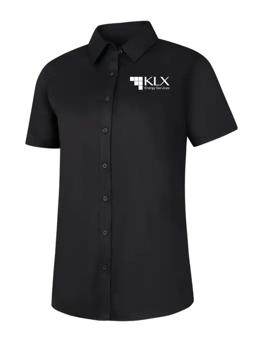 Womens Black Short Sleeve Superpro React Twill Shirt w/KLX Logo