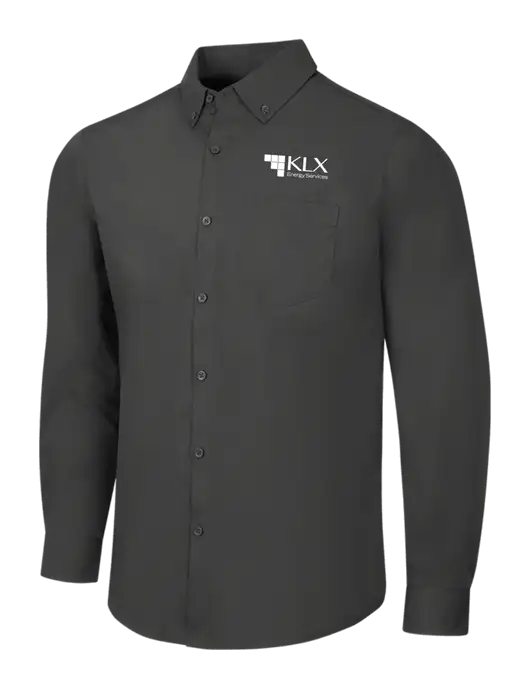 Dark Grey Long Sleeve Carefree Poplin Shirt w/KLX Logo