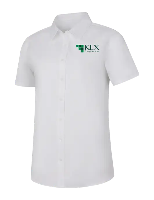 Womens White Short Sleeve Superpro React Twill Shirt w/KLX Logo
