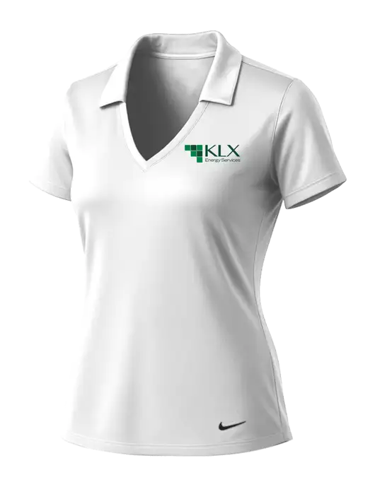 NIKE White Womens Dri-Fit Vertical Mesh Polo w/KLX Logo