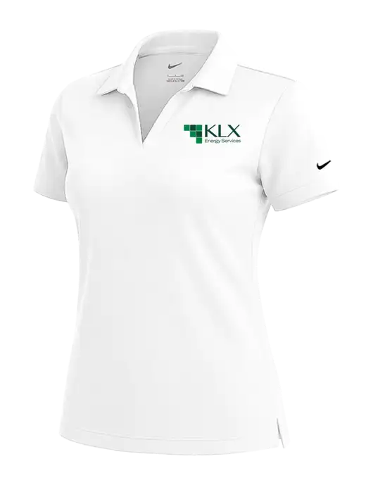 NIKE White Womens Dri-Fit Micro Pique Polo w/KLX Logo