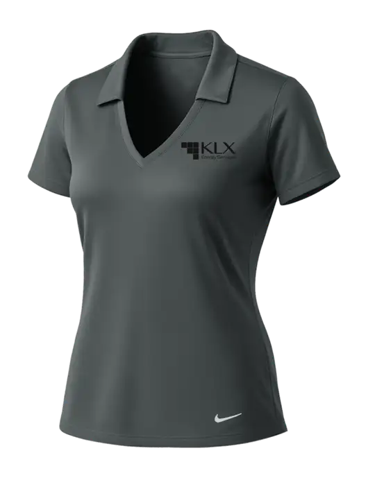NIKE Dark Grey Womens Dri-Fit Vertical Mesh Polo w/KLX Logo