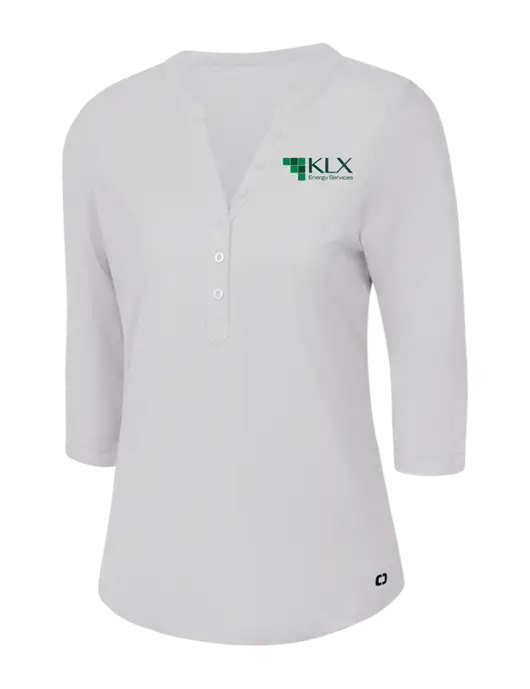 OGIO Bright White Jewel Henley w/KLX Logo