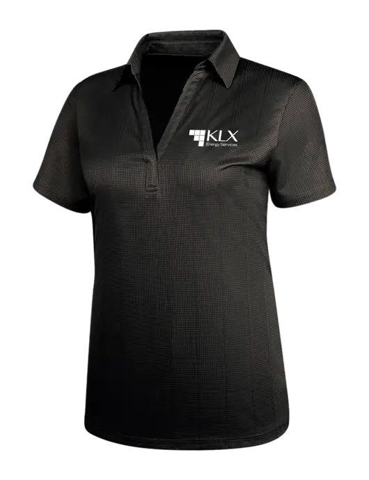 Black Womens Performance Fine Jacquard Polo w/KLX Logo