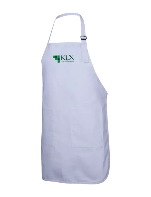 Full-Length White Apron With Pockets w/KLX Logo