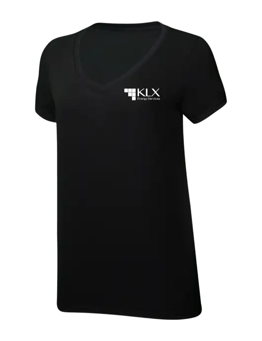 Womens Simply Soft V-Neck Black 4.5oz  Poly/Combed Ring Spun Cotton T-Shirt w/KLX Logo