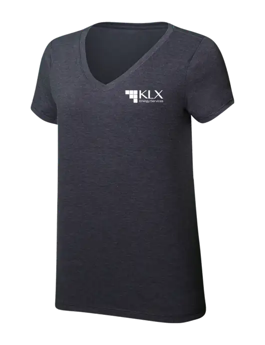 Womens Simply Soft V-Neck Heather Charcoal 4.5oz  Poly/Combed Ring Spun Cotton T-Shirt w/KLX Logo
