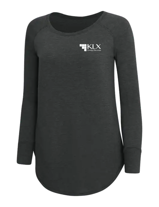 Womens Perfect Wide Collar Tunic Tri-Blend Black Frost 4.5 oz T-Shirt w/KLX Logo