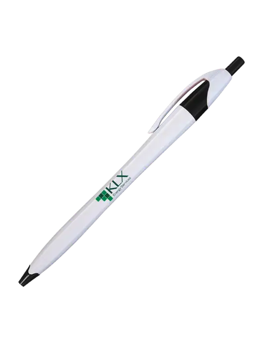 Novella White/Black Classic Pen - Blue Ink w/KLX Logo
