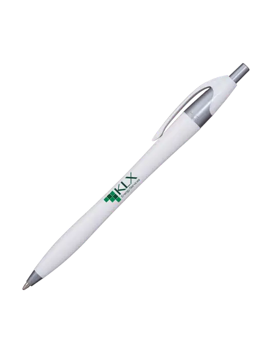 Novella White/Silver Shimmer Pen - Blue Ink w/KLX Logo
