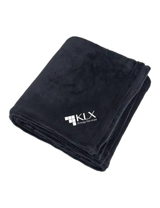 Oversized Deep Black Ultra Plush Blanket w/KLX Logo