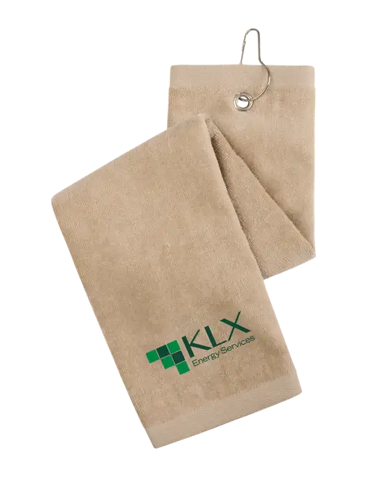 Khaki Tri-Fold Golf Towel with Grommet w/KLX Logo