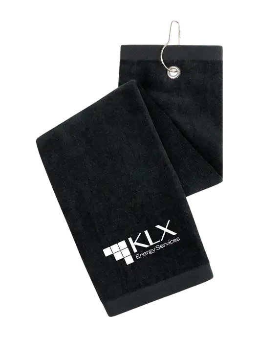 Black Tri-Fold Golf Towel with Grommet w/KLX Logo