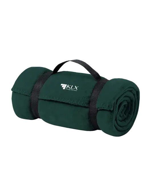 Casual Dark Green Fleece Blanket With Strap w/KLX Logo