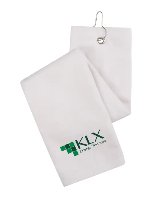 White Tri-Fold Golf Towel with Grommet w/KLX Logo