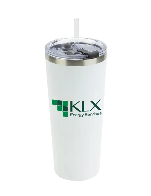 Brighton White 20 oz Insulated Tumbler & Straw w/KLX Logo