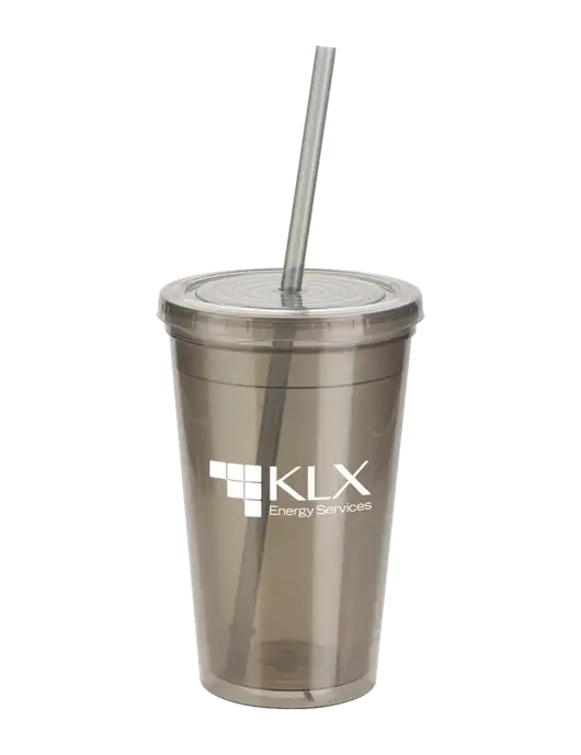 Sorrento Medium Grey 16 oz Tumbler with Lid & Straw w/KLX Logo