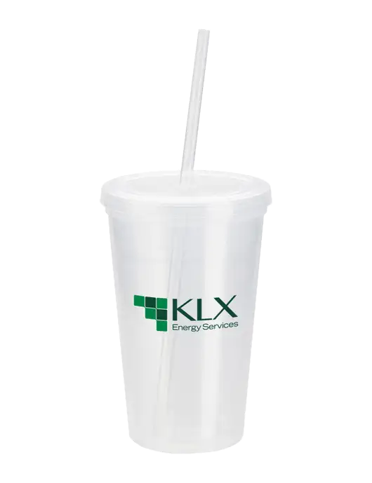 Sorrento Clear 16 oz Tumbler with Lid & Straw w/KLX Logo