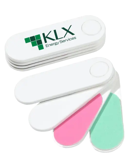 White Folding Nail Files & Buffer w/KLX Logo