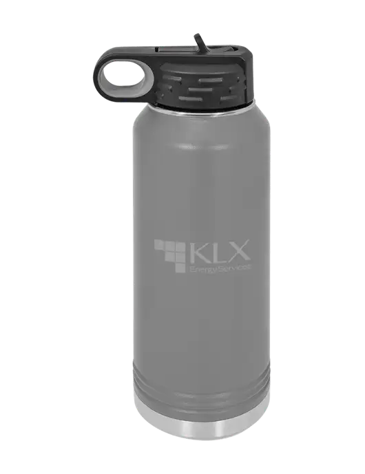 Polar Camel 32 oz Powder Coated Grey Vacuum Insulated Water Bottle w/KLX Logo
