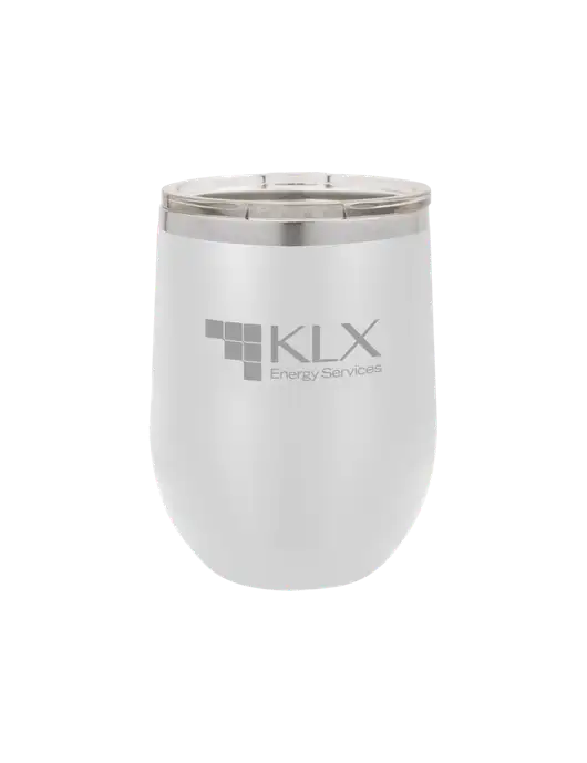 Polar Camel 12 oz Powder Coated White Vacuum Insulated Stemless Wine Tumbler w/KLX Logo