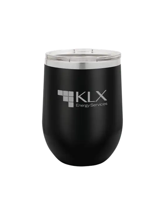 Polar Camel 12 oz Powder Coated Black Vacuum Insulated Stemless Wine Tumbler w/KLX Logo