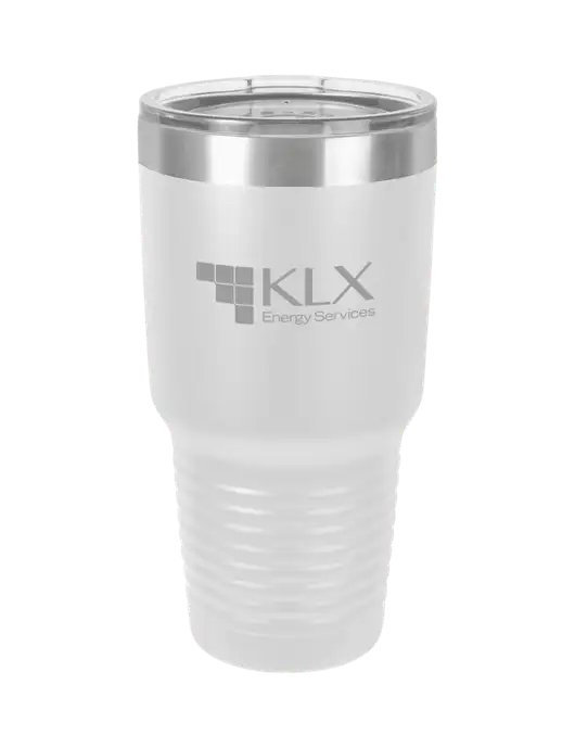 Polar Camel 30 oz Powder Coated White Vacuum Insulated Tumbler  w/KLX Logo