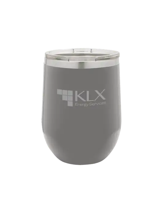 Polar Camel 12 oz Powder Coated Grey Vacuum Insulated Stemless Wine Tumbler w/KLX Logo