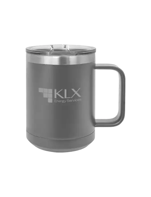 Polar Camel 15 oz Powder Coated Grey Vacuum Insulated Mug with Slider Lid w/KLX Logo
