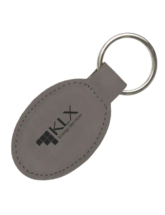 Grey Leatherette Oval Keychain w/KLX Logo