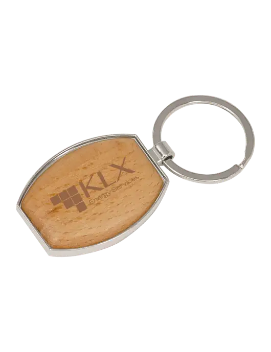 Wood & Silver Oval Keychain w/KLX Logo