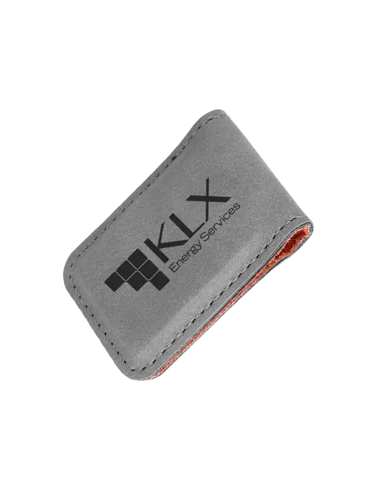 Gray Leatherette Money Clip w/KLX Logo