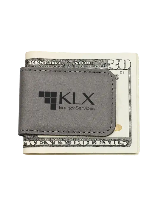 Gray Leatherette Money Clip w/KLX Logo
