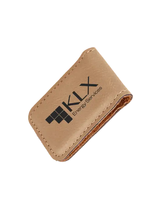 Tan Leatherette Money Clip w/KLX Logo