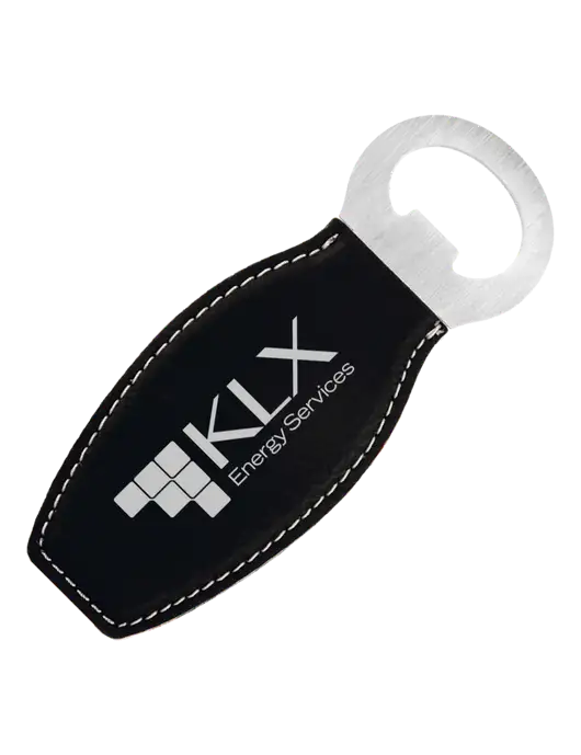 Black Leatherette Bottle Opener with Magnet w/KLX Logo