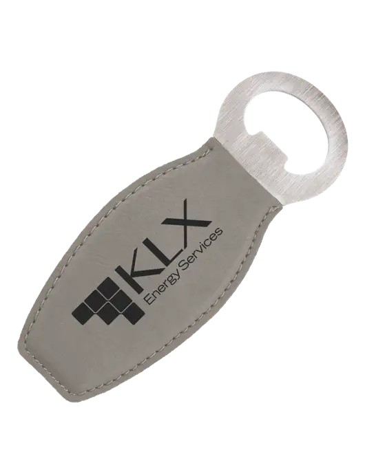 Grey Leatherette Bottle Opener with Magnet w/KLX Logo