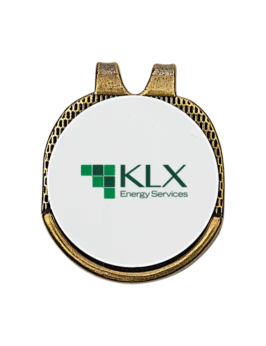 Antique Gold Hat Clip w/Golf Ball Marker w/KLX Logo