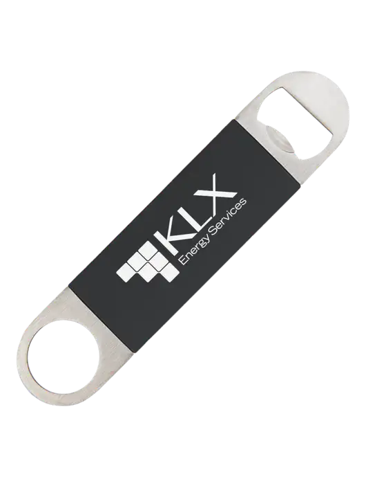 Black Bottle Opener with Silicone Grip w/KLX Logo