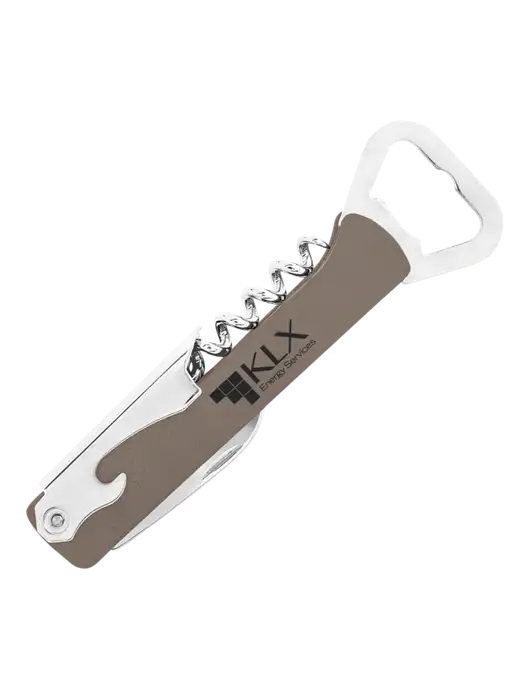 Grey Leatherette Wine Bottle Opener w/KLX Logo