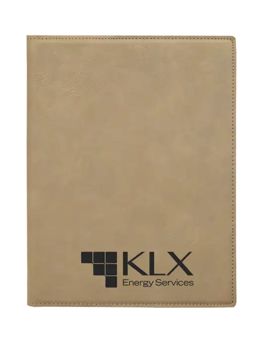 Tan Leatherette 7 x 9 Portfolio with Notepad w/KLX Logo