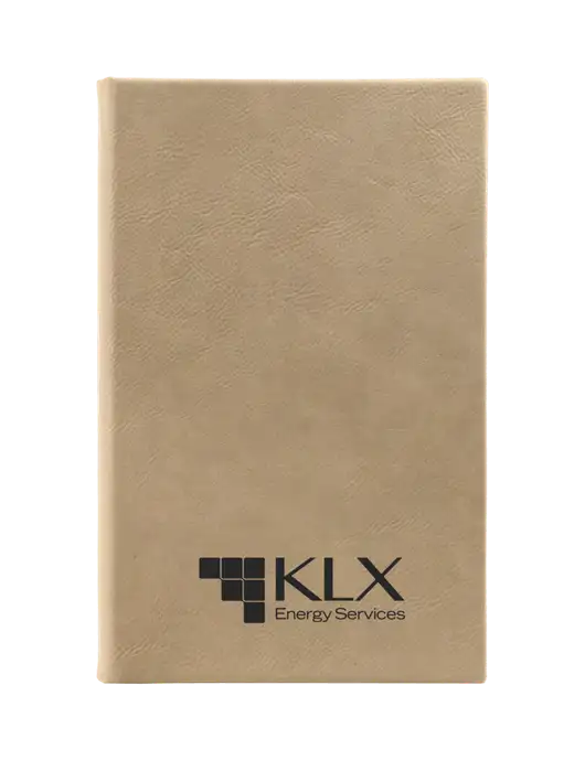 Tan Leatherette 5.25 x 8.25 Journal w/KLX Logo