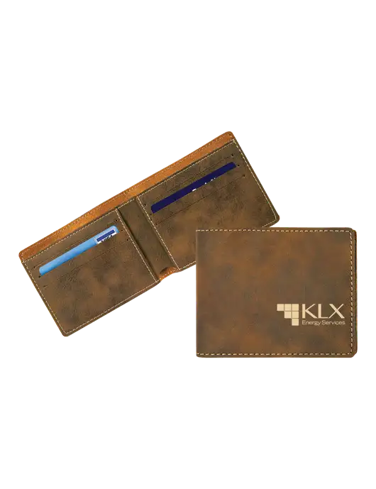 Rustic Leatherette Bifold Wallet w/KLX Logo